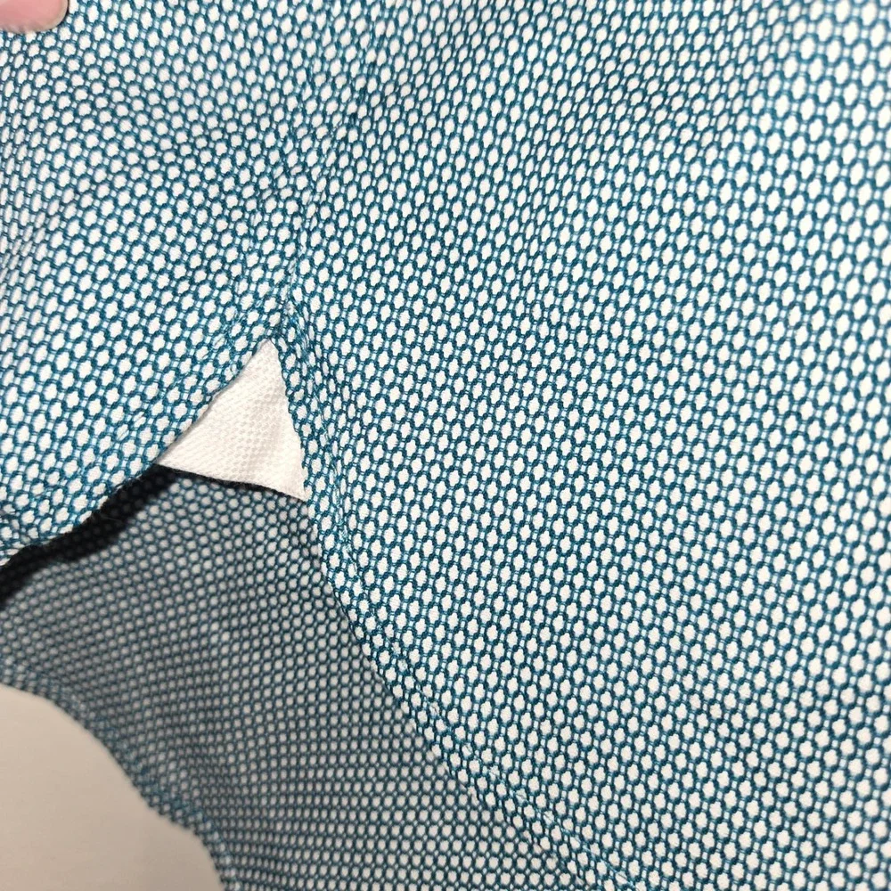 Banana‎ Republic Slim Fit Mens Medium Teal White Honeycomb Button Down Shirt
